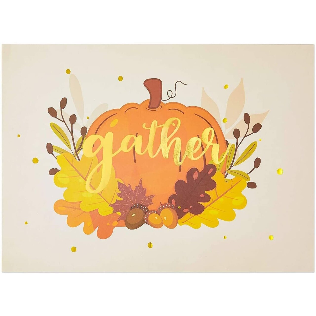 50 Pack Gather Kraft Paper Placemats, Thanksgiving Disposable Party Dinner Placemat Set, 14 x 10 in